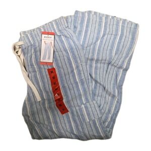 Roxy Women's Striped Cargo Pockets Pants, Blue, Size M